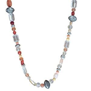 Boho Multi Beaded Silver Disc Statement Necklace Retro Fashion Jewelry Women